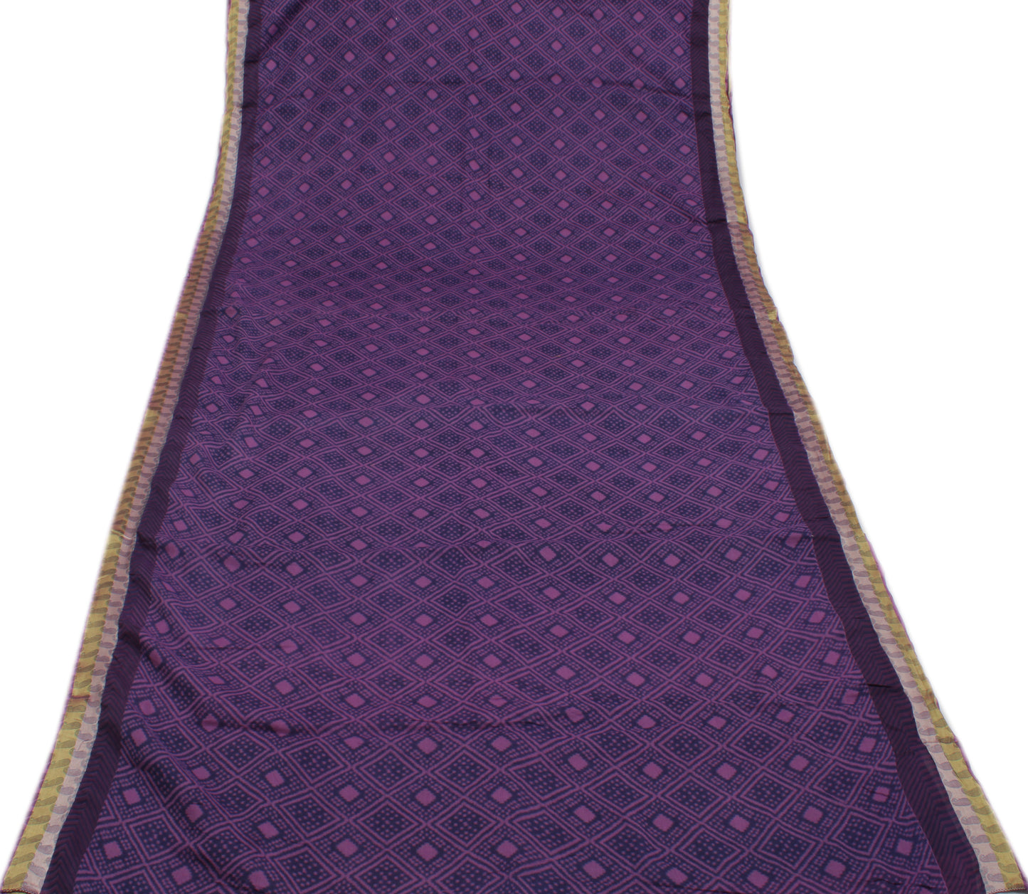 Sushila Vintage Purple Indian Saree Pure Cotton Printed Abstract Sari Fabric