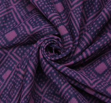 Sushila Vintage Purple Indian Saree Pure Cotton Printed Abstract Sari Fabric