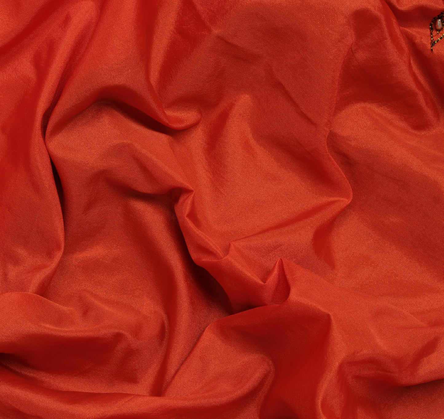 Sushila Vintage Orange Black Saree Art Silk Embroidered Patch Work Sari Craft Fabric