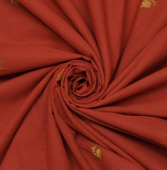 Sushila Vintage Peach Saree Pure Handloom Cotton Zari Woven Animal Motifs Sari Craft Fabric