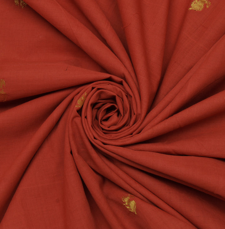 Sushila Vintage Dark Peach Saree 100% Pure Cotton Woven Floral Sari Craft Fabric