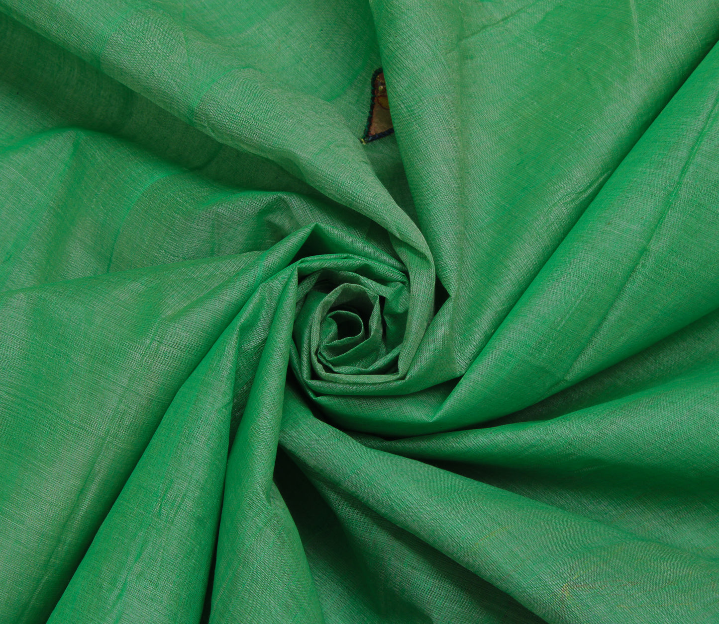 Sushila Vintage Green Saree 100% Pure Cotton Embroidered Floral Sari 5 YD Fabric