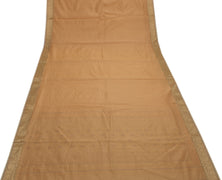 Sushila Vintage Beige Indian Saree 100% Pure Silk Woven Floral Sari 5 YD Fabric