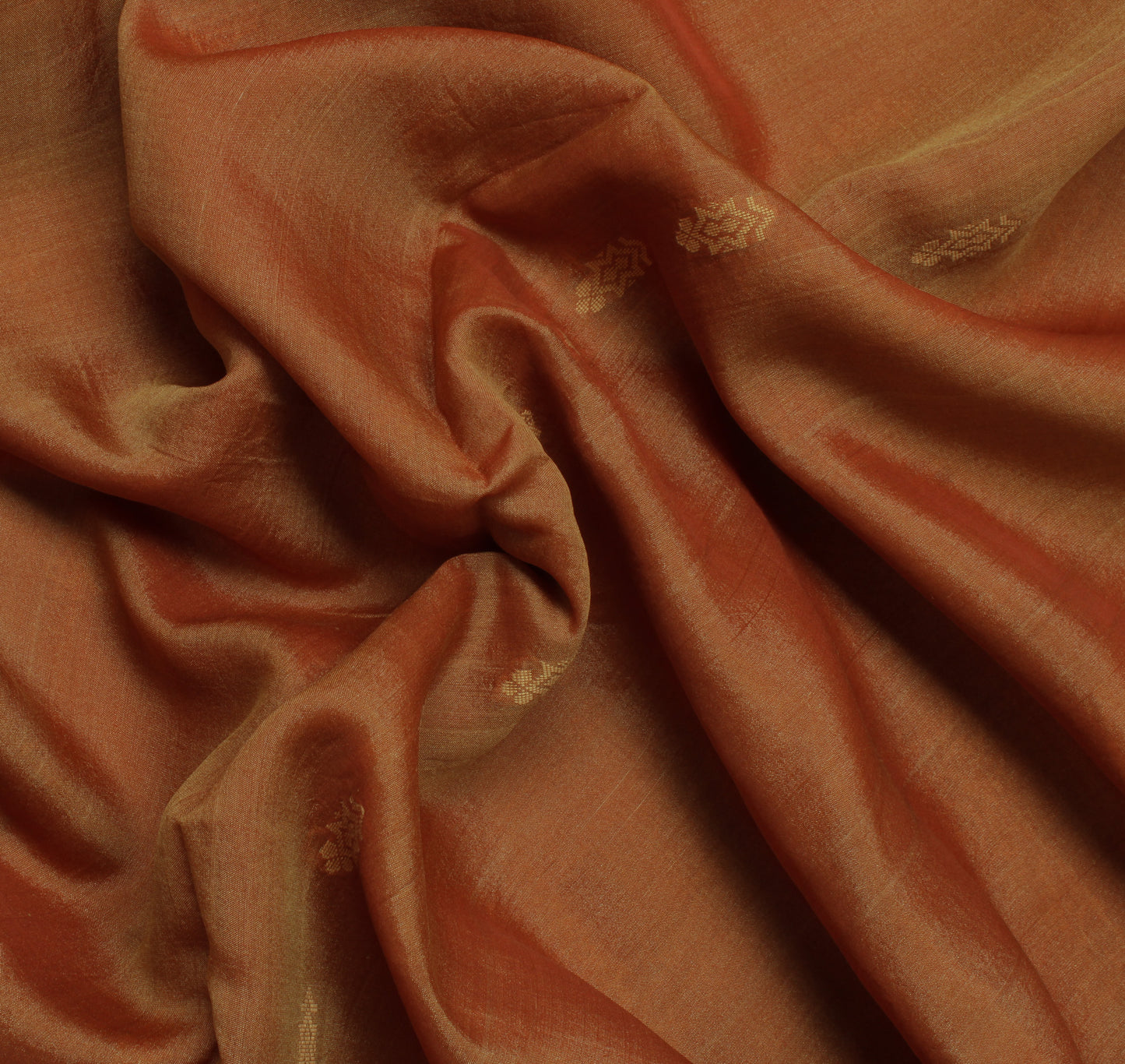 Sushila Vintage Brown Indian Saree 100% Pure Silk Woven Floral Sari Craft Fabric