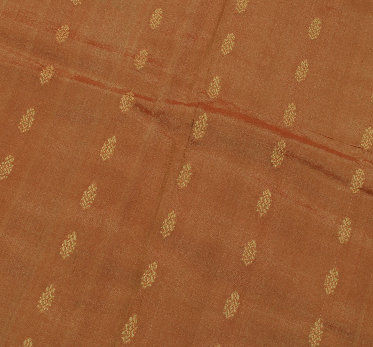 Sushila Vintage Brown Indian Saree 100% Pure Silk Woven Floral Sari Craft Fabric