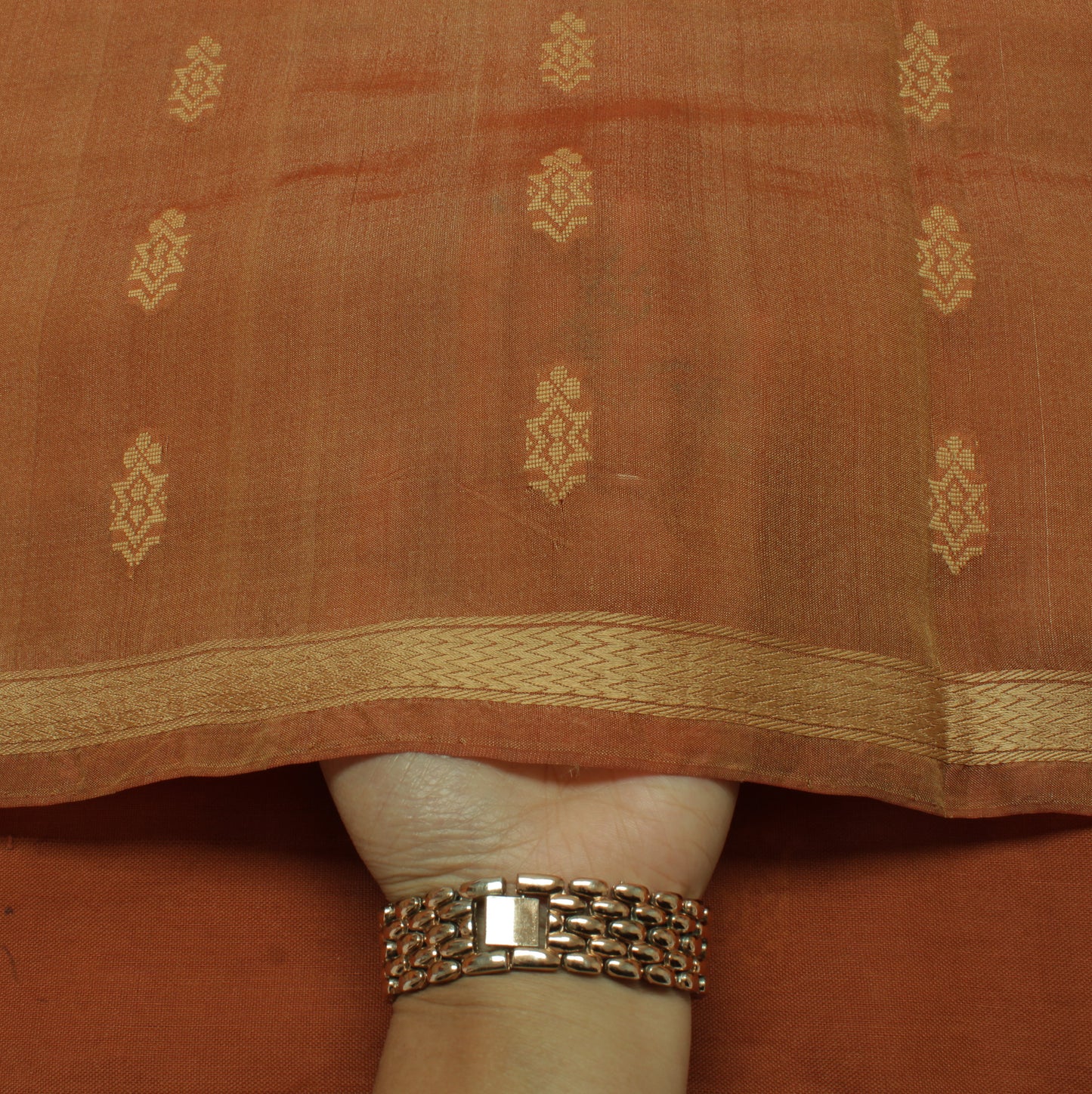 Sushila Vintage Brown Indian Saree 100% Pure Silk Woven Floral Sari Craft Fabric