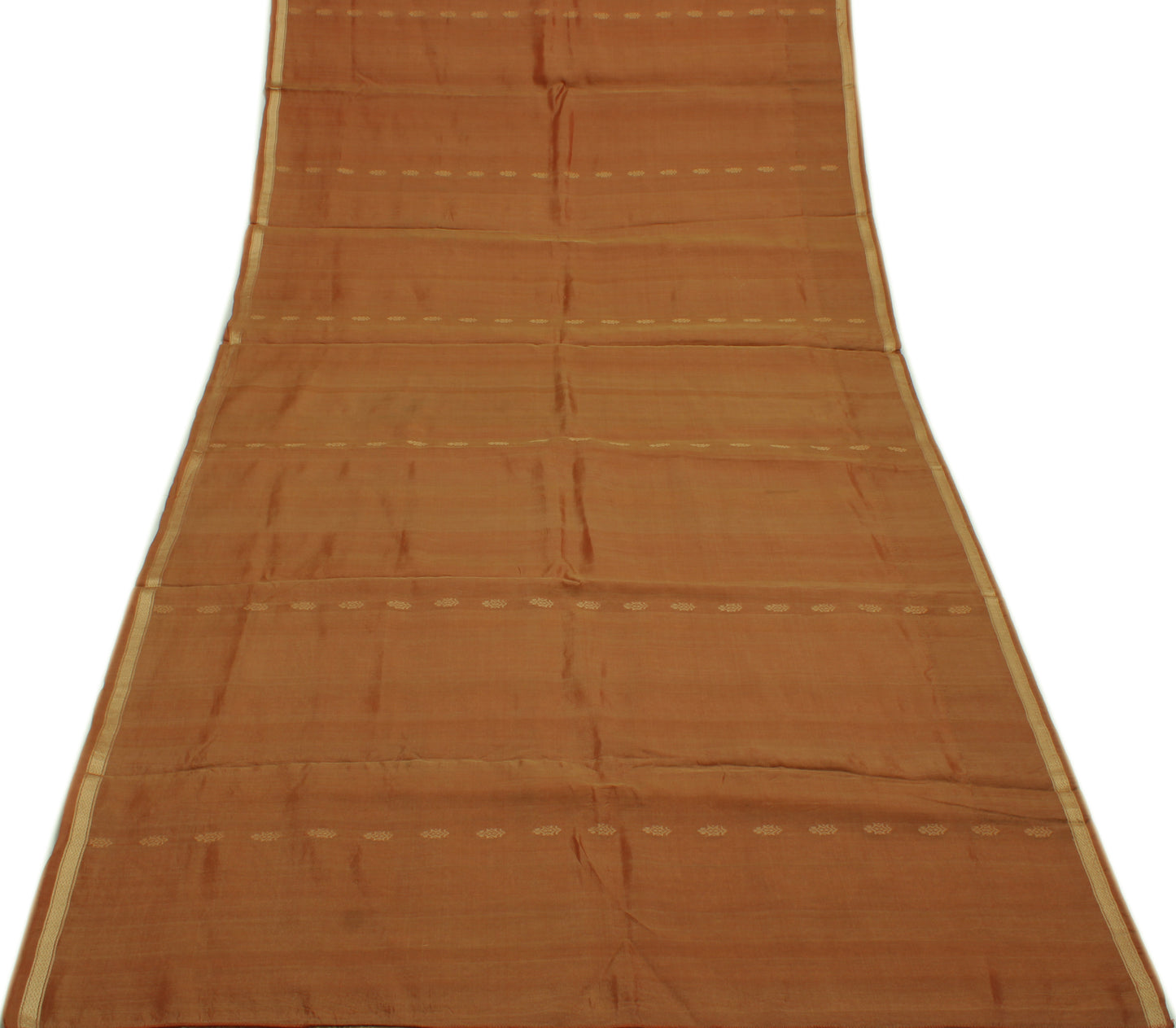 Sushila Vintage Brown Indian Saree 100% Pure Silk Woven Floral Sari Craft Fabric