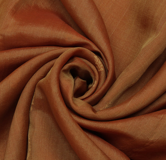 Sushila Vintage Brown Indian Saree 100% Pure Silk Woven Floral Sari Craft Fabric