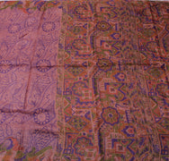 Sushila Vintage Mauve Saree 100% Pure Silk Printed Floral Sari Craft Fabric