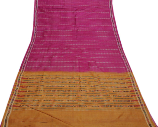 Sushila Vintage Purple Saree Pure Silk Hand Woven Ikat Patola Sari Craft Fabric