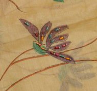Sushila Vintage Cream Saree Pure Silk Woven & Woven Floral Sari Craft Fabric