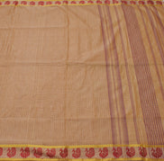 Sushila Vintage Brown Indian Saree 100% Pure Cotton Woven Peacock Sari Fabric