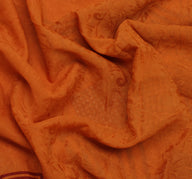 Sushila Vintage Orange Saree Pure Georgette Silk Self Woven Abstract Sari Fabric