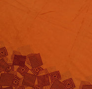 Sushila Vintage Orange Saree Pure Georgette Silk Self Woven Abstract Sari Fabric