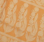 Sushila Vintage Yellow Indian Saree Blend Cotton Woven Floral Sari Craft Fabric