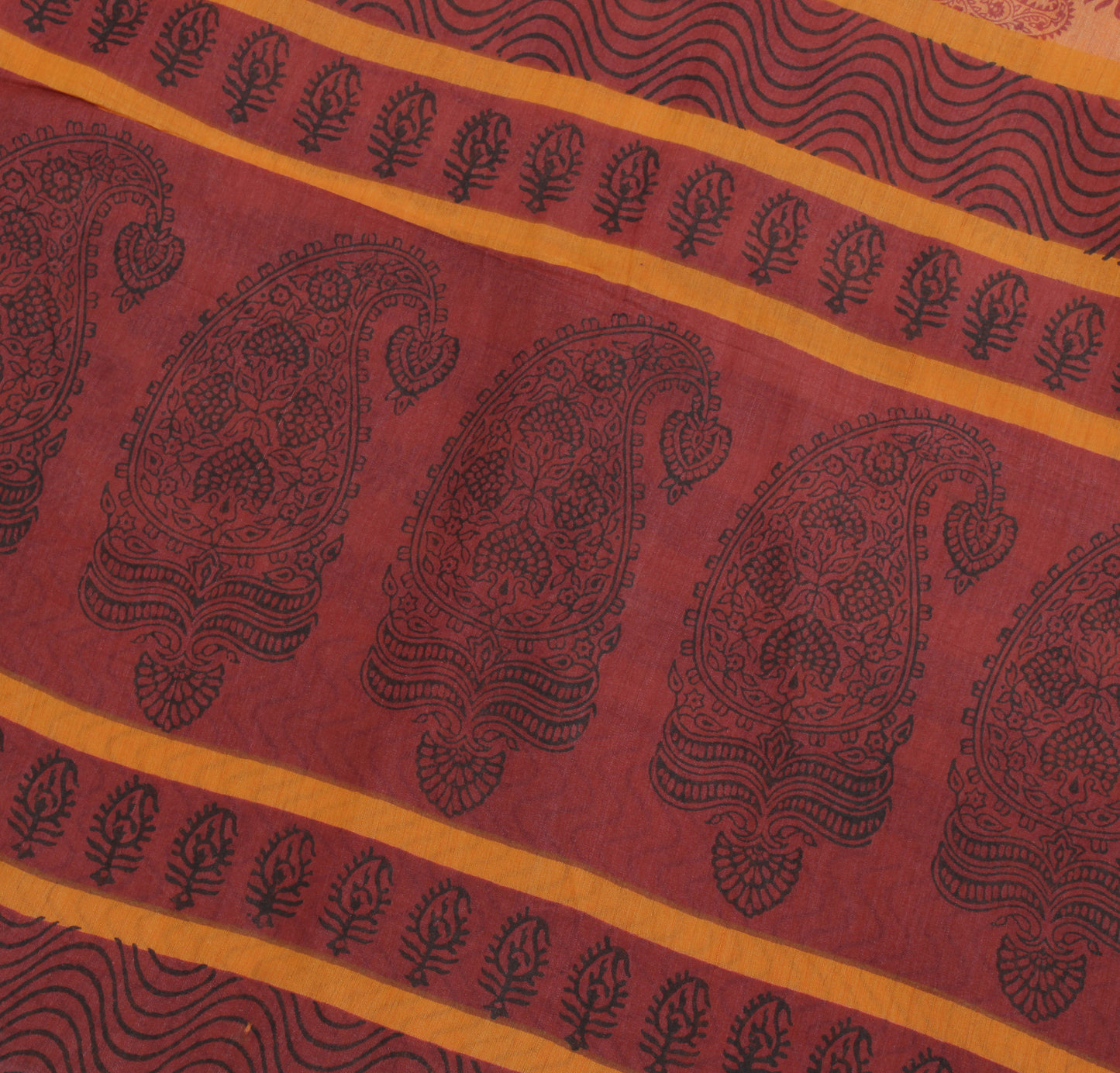 Sushila Vintage Indian Saree 100% Pure Cotton Printed Paisley Sari Craft Fabric