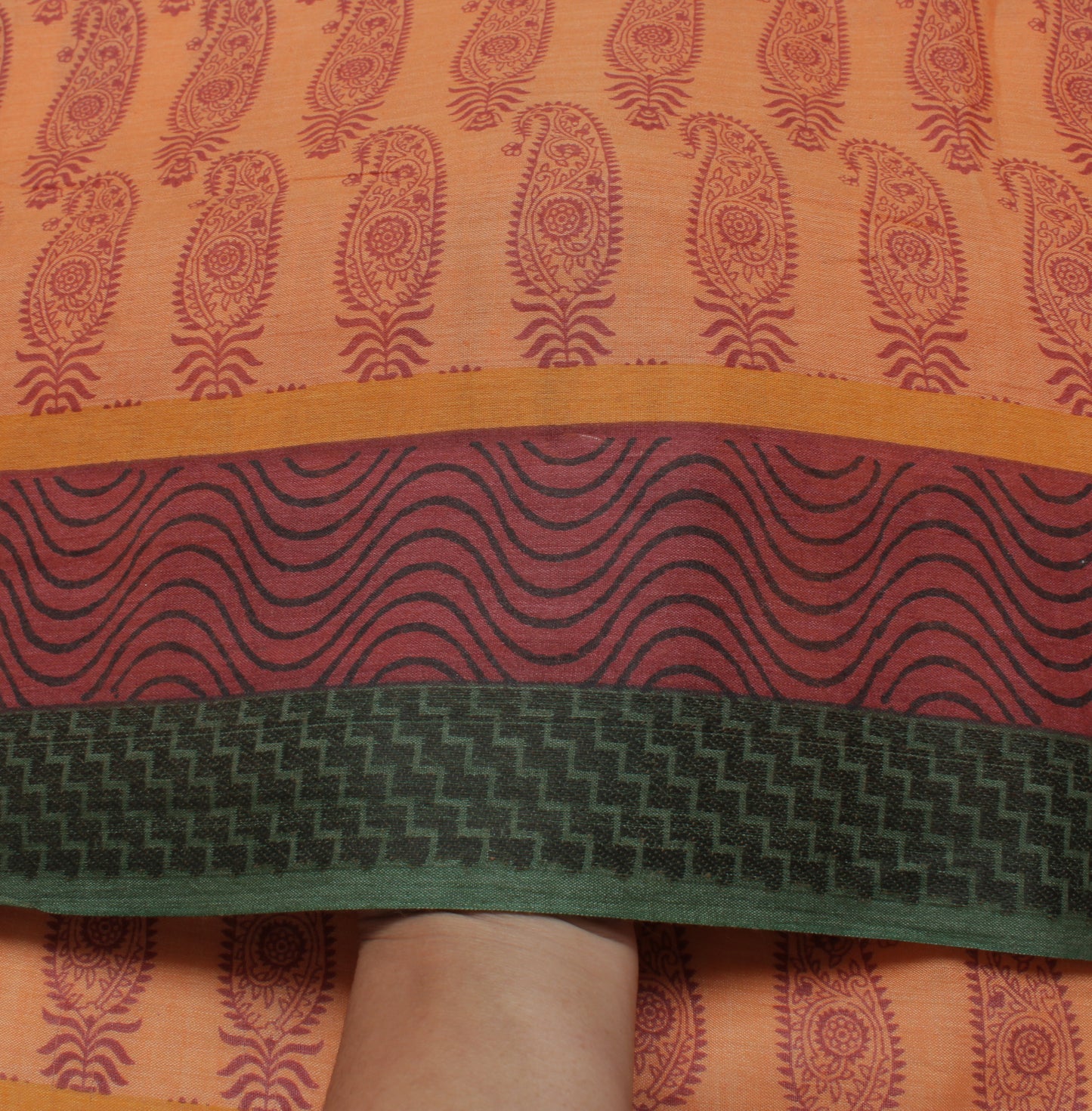 Sushila Vintage Indian Saree 100% Pure Cotton Printed Paisley Sari Craft Fabric