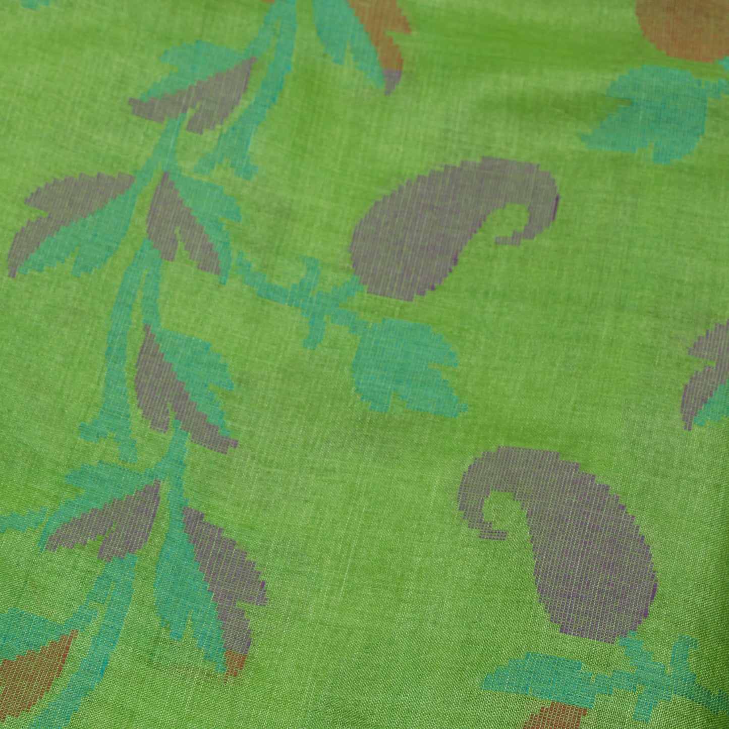 Sushila Vintage Green Saree 100% Pure Silk Woven Paisley Sari Craft Fabric