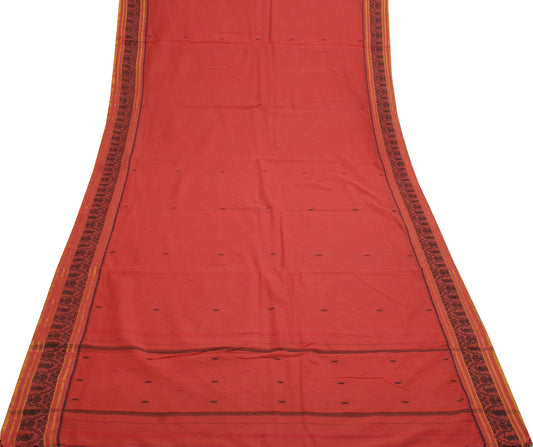 Sushila Vintage Redis Pink Saree Pure Cotton Woven Sari Decor Craft Fabric