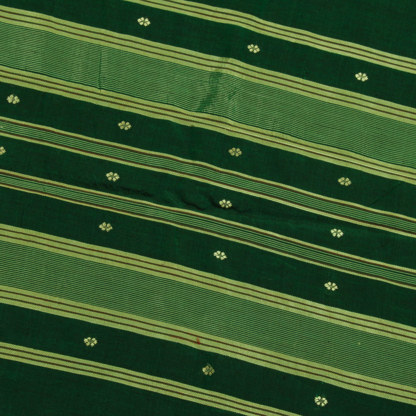 Sushila Vintage Green Saree 100% Pure Cotton Woven Floral Sari Craft Fabric