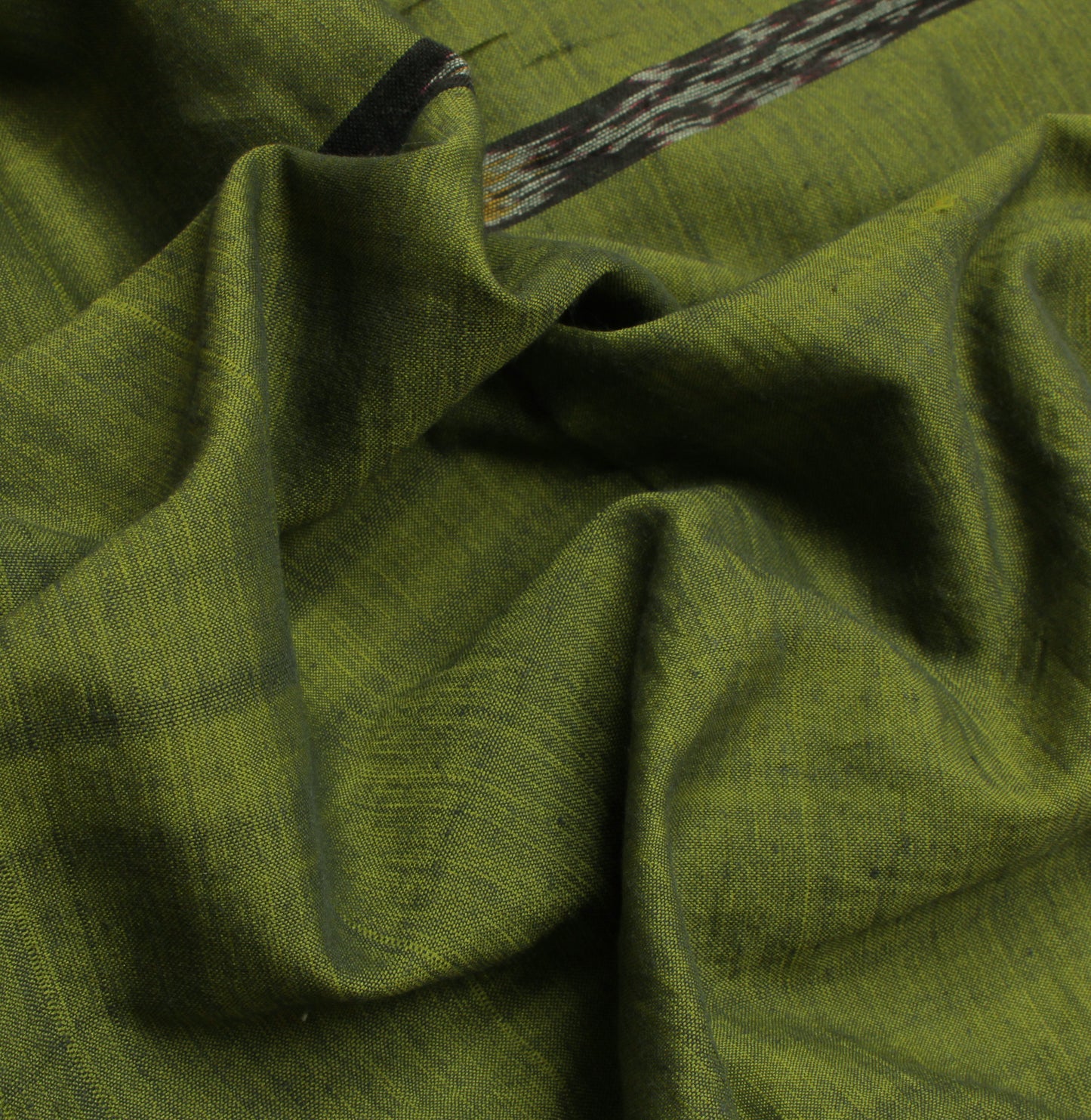 Sushila Vintage Green Saree Pure Cotton Hand Woven Ikat Patola Sari Craft Fabric