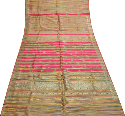 Sushila Vintage Multi-Color Saree Blend Silk Woven Floral Sari Craft Fabric