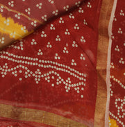 Sushila Vintage Brown Saree Pure Cotton Bandhani Printed & Woven Sari Fabric