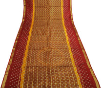 Sushila Vintage Brown Saree Pure Cotton Bandhani Printed & Woven Sari Fabric