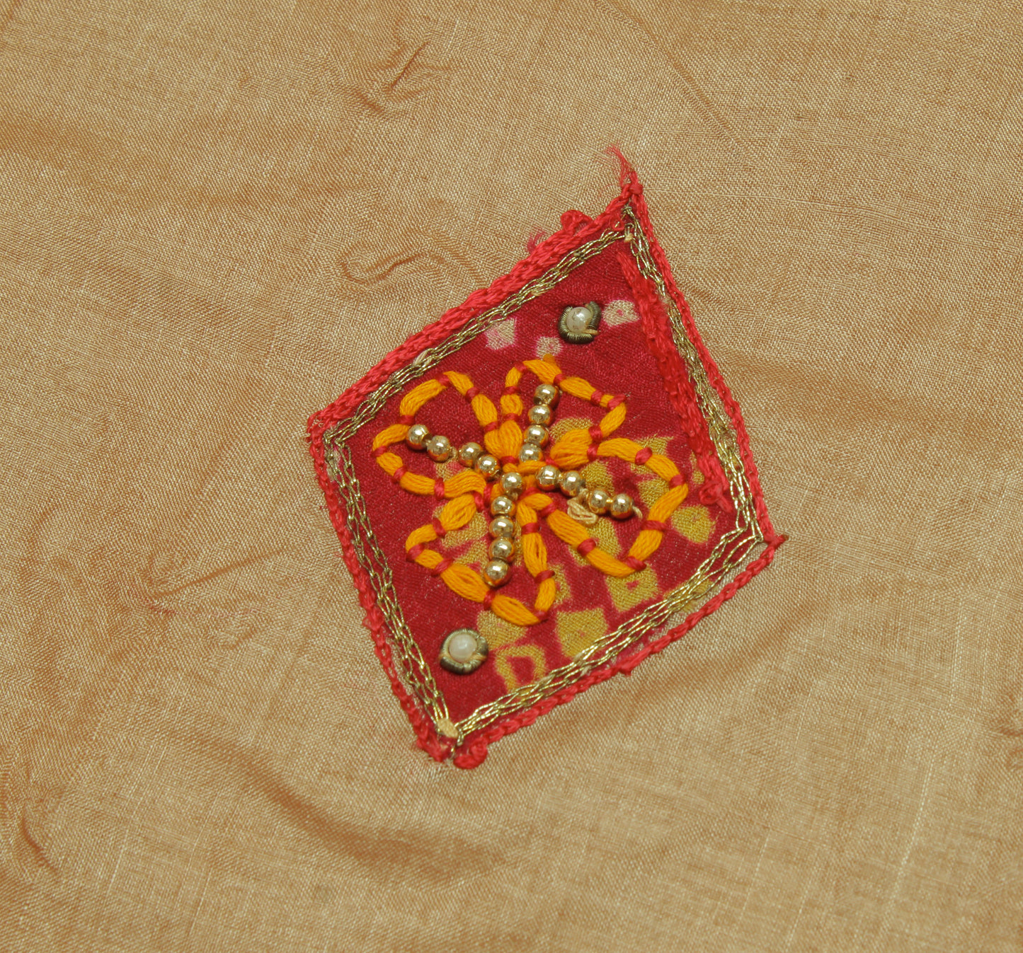 Sushila Vintage Brown Indian Saree 100% Pure Silk Embroidered Sari Craft Fabric