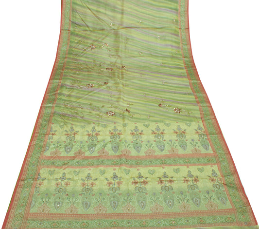 Sushila Vintage Multi-Color Saree 100% Pure Silk Woven & Embroidered Sari Fabric