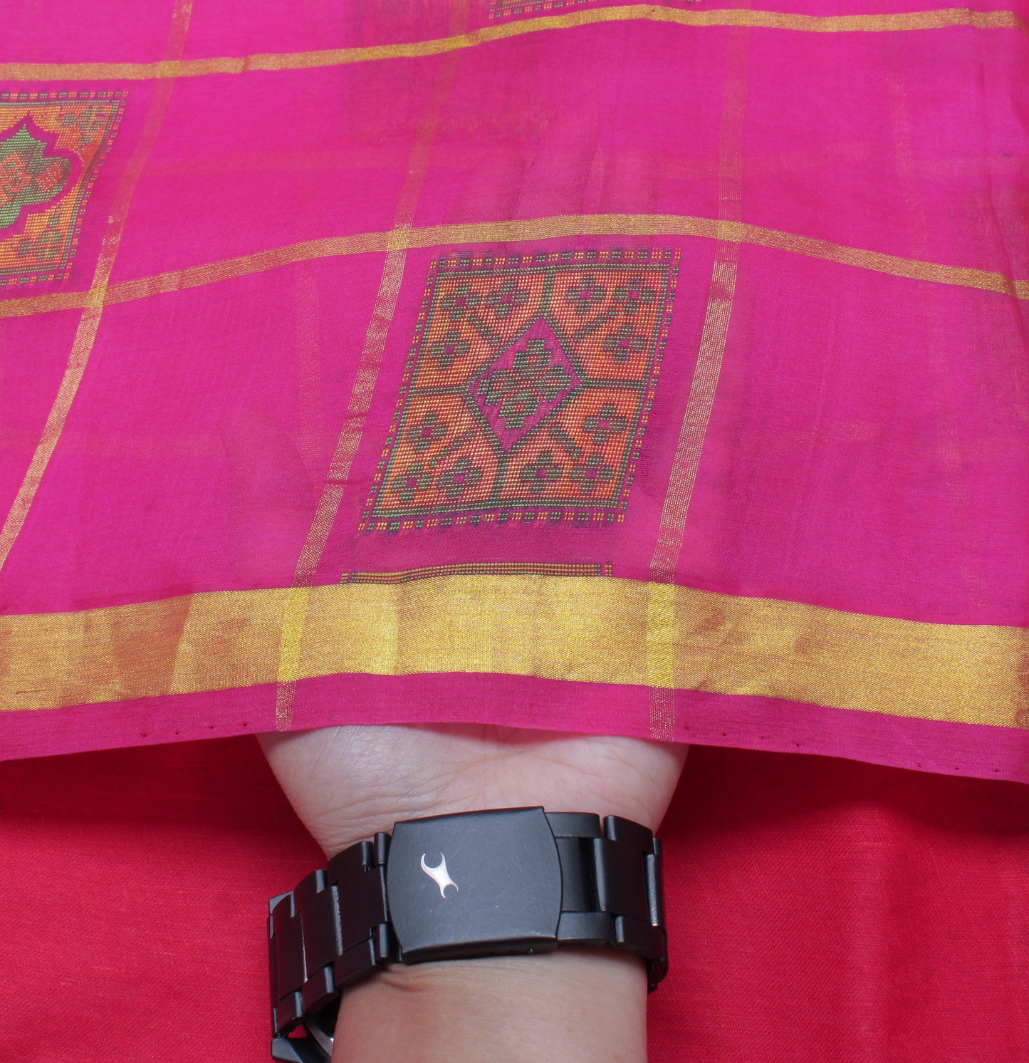 Sushila Vintage Magenta Saree 100% Pure Silk Woven Sari Craft 5 Yard Fabric