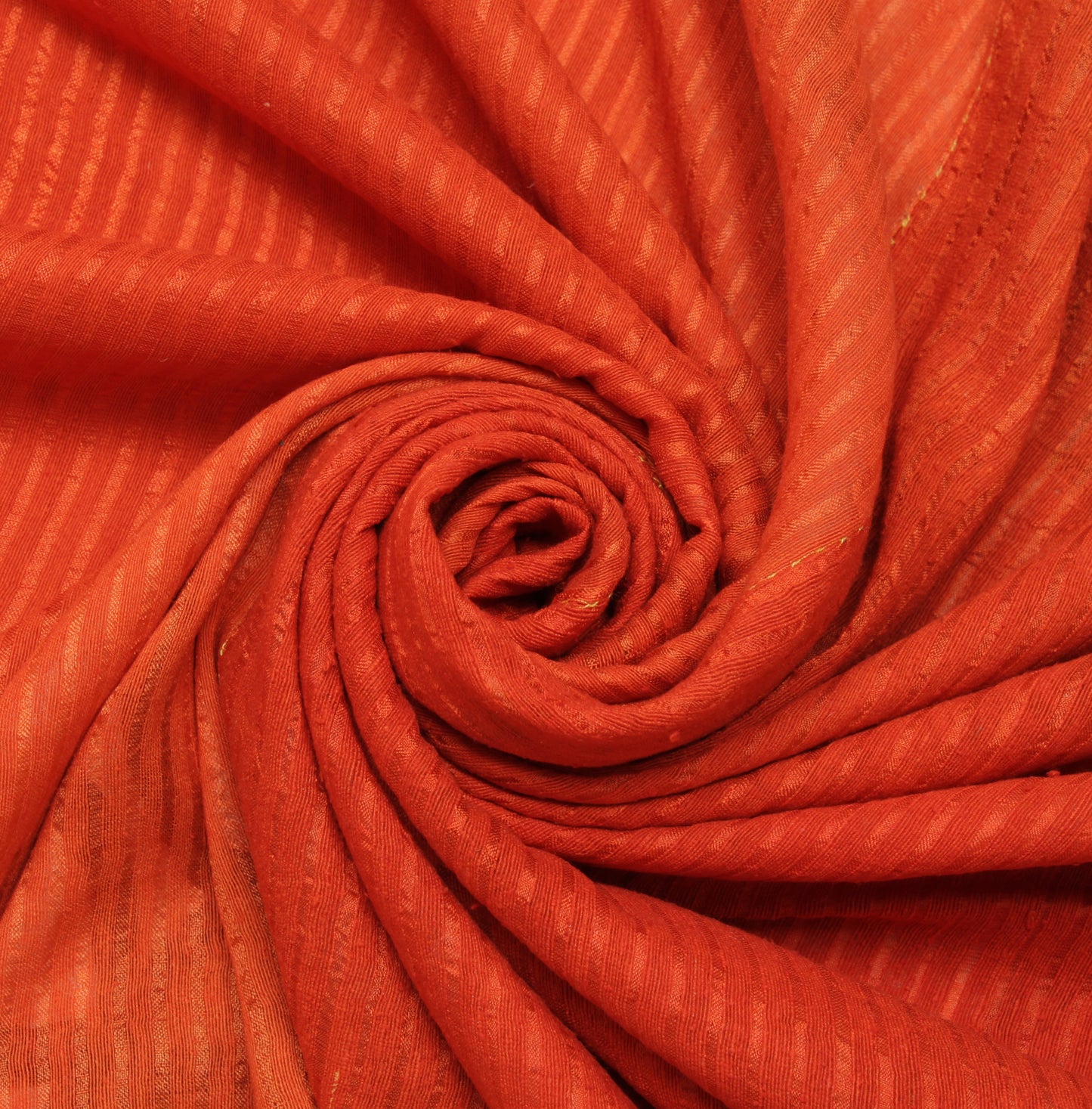 Sushila Vintage Orange Saree 100% Pure Silk Printed & Woven Sari Craft 6 Yard Fabric
