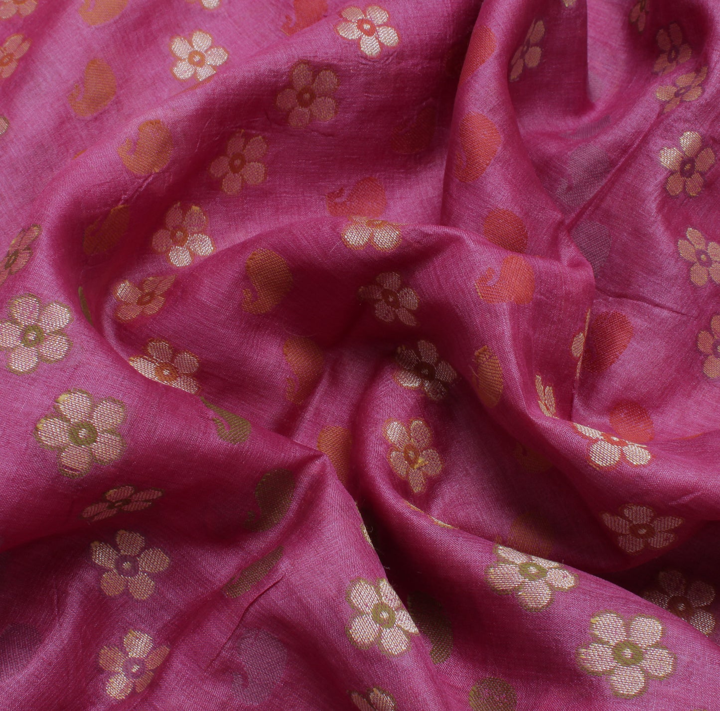 Sushila Vintage Purple Saree Pure Silk All Over Woven Floral Sari Craft Fabric