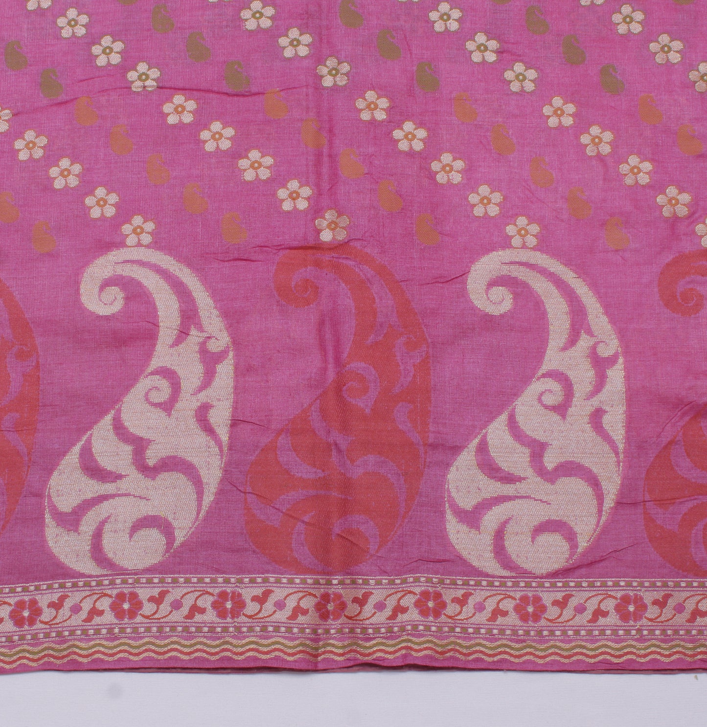 Sushila Vintage Purple Saree Pure Silk All Over Woven Floral Sari Craft Fabric