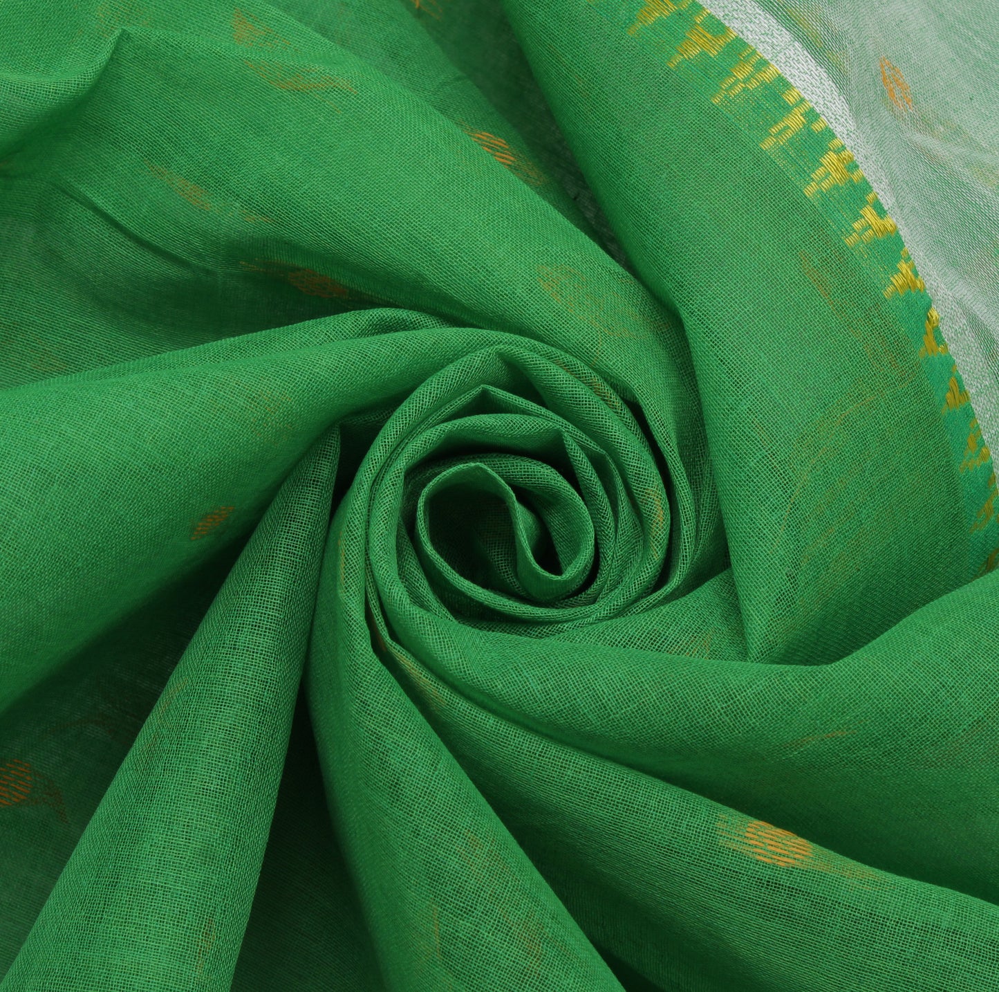 Sushila Vintage Green Indian Saree 100% Pure Cotton Woven Sari Craft Fabric
