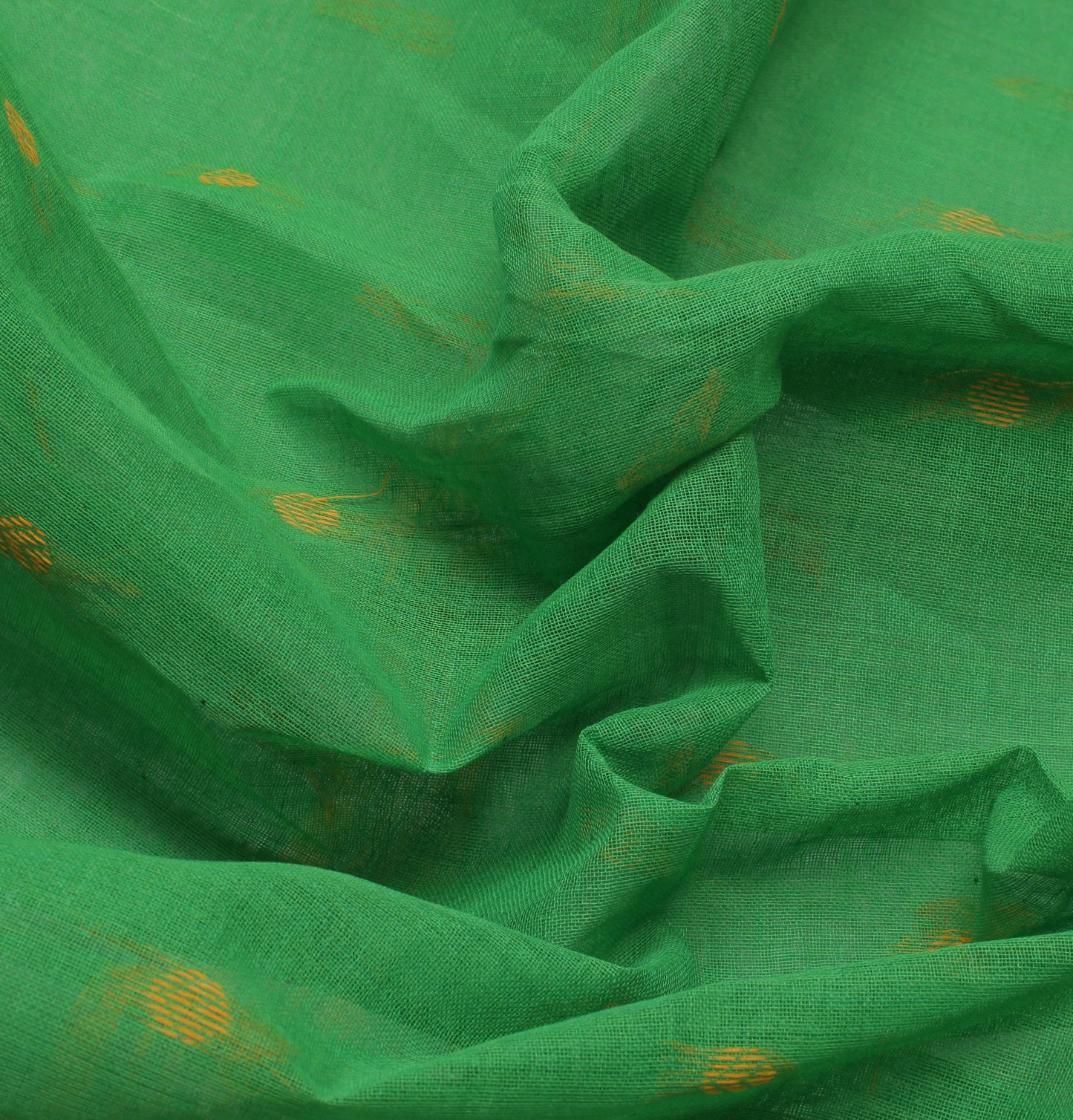 Sushila Vintage Green Indian Saree 100% Pure Cotton Woven Sari Craft Fabric