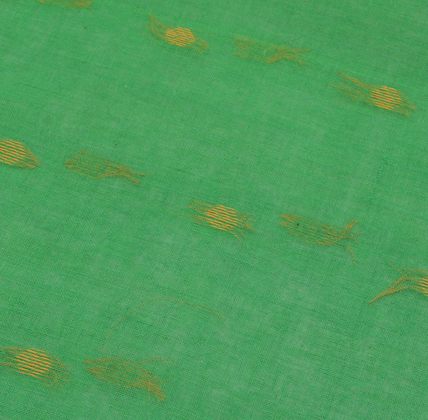 Sushila Vintage Green Indian Saree 100% Pure Cotton Woven Sari Craft Fabric