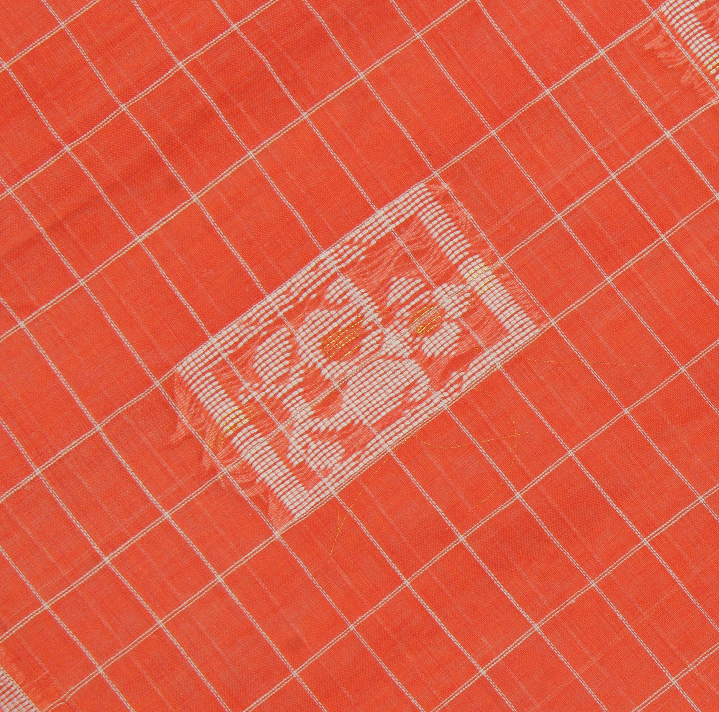 Sushila Vintage Orange Indian Saree 100% Pure Cotton Woven Floral Sari  Fabric