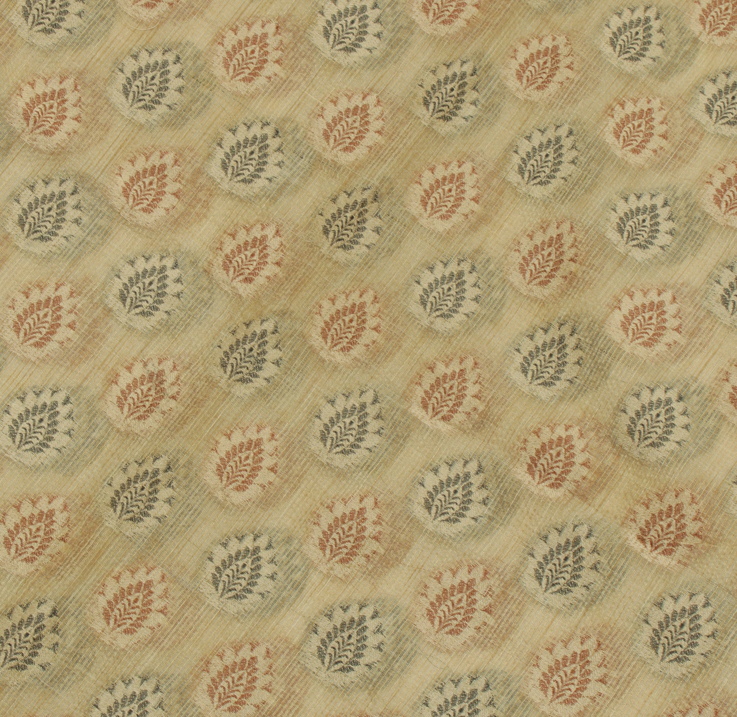 Sushila Vintage Light Brown Saree Blend Cotton Woven Floral Sari Craft Fabric