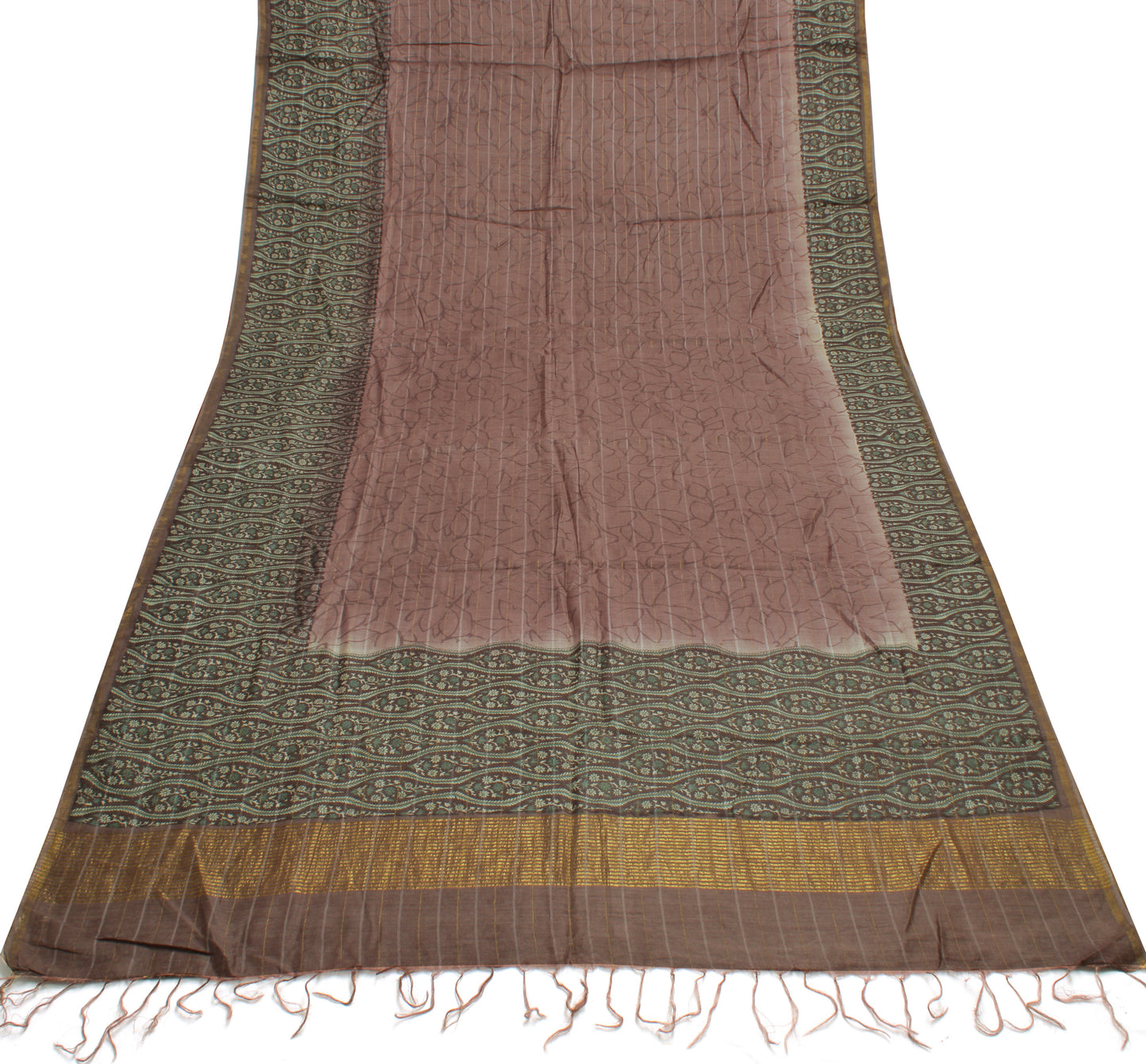 Sushila Vintage Indian Saree 100% Pure Silk Printed Floral Sari Craft Fabric