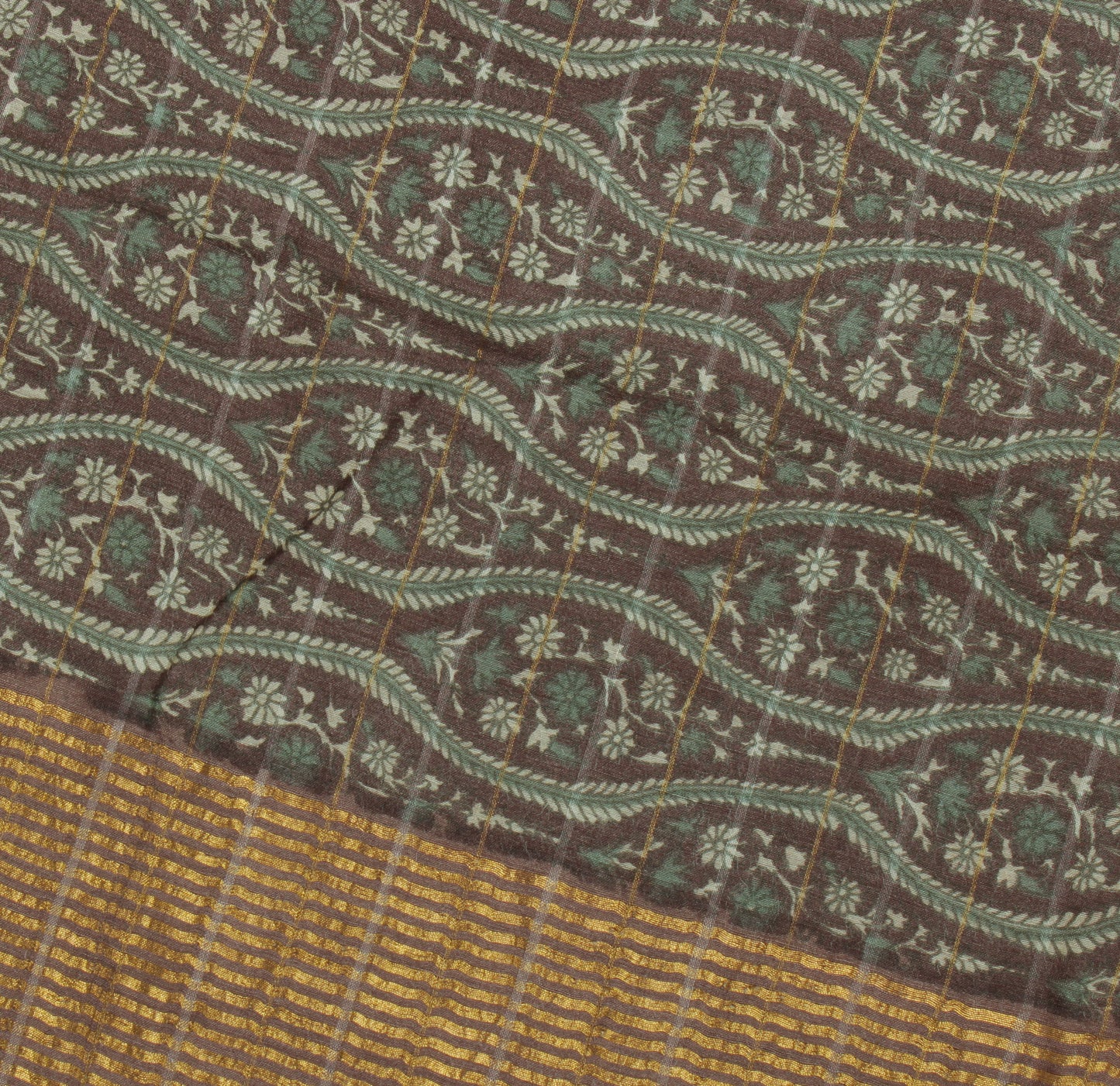 Sushila Vintage Indian Saree 100% Pure Silk Printed Floral Sari Craft Fabric