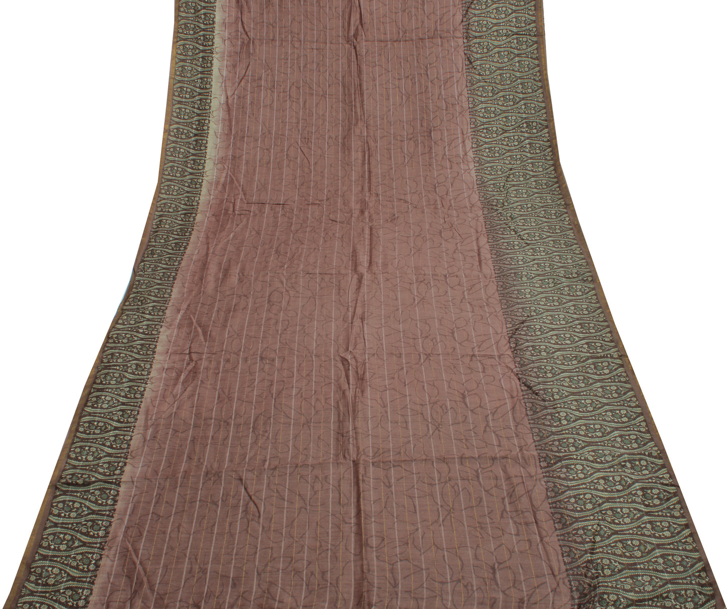 Sushila Vintage Indian Saree 100% Pure Silk Printed Floral Sari Craft Fabric