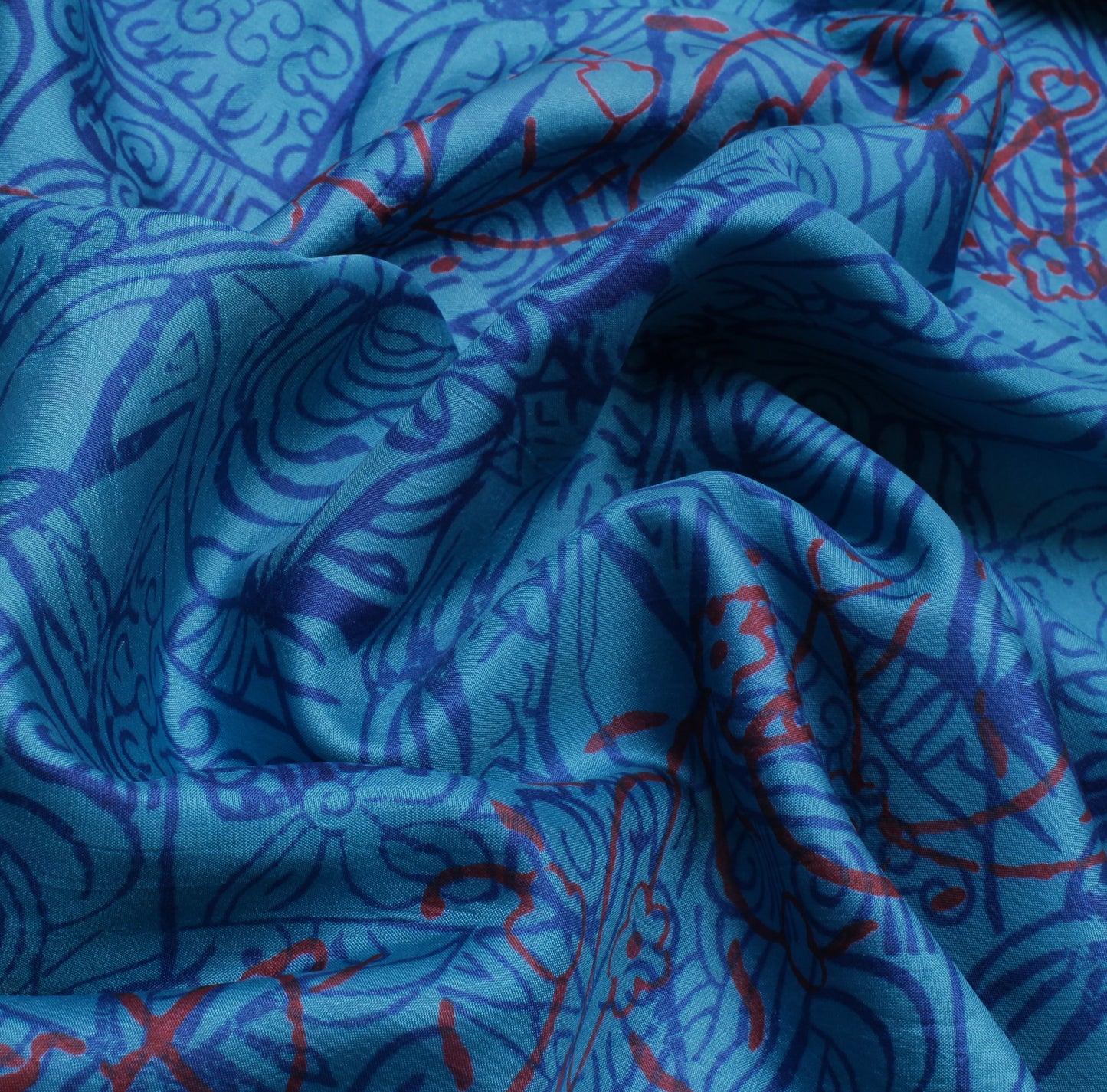 Sushila Vintage Blue Saree 100% Pure Silk Woven & Printed Sari Craft Fabric