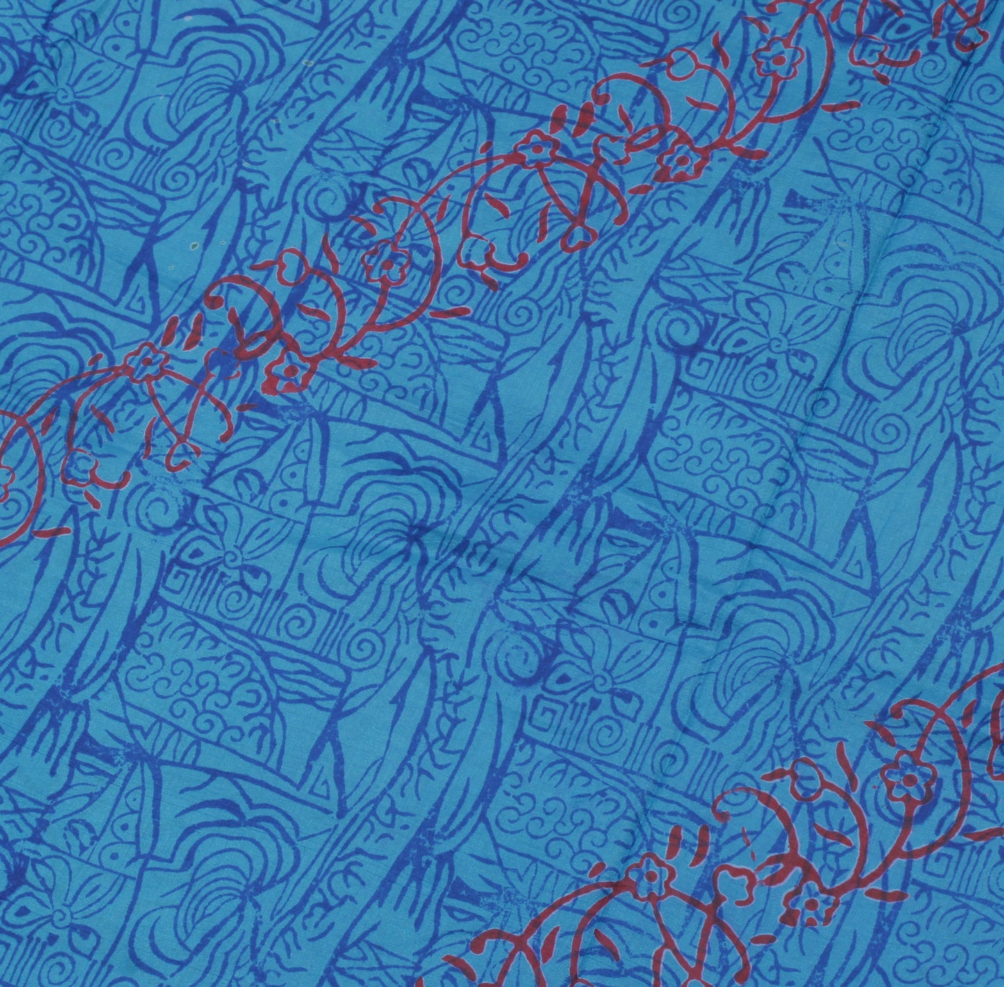 Sushila Vintage Blue Saree 100% Pure Silk Woven & Printed Sari Craft Fabric
