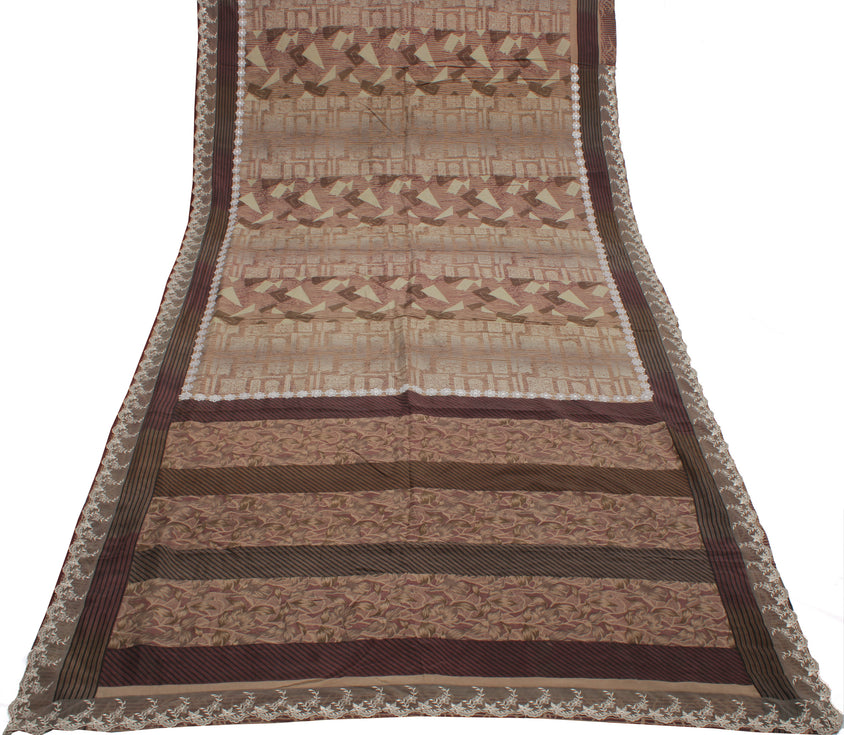 Sushila Vintage Indian Saree 100% Pure Silk Printed Floral Craft Sari Fabric