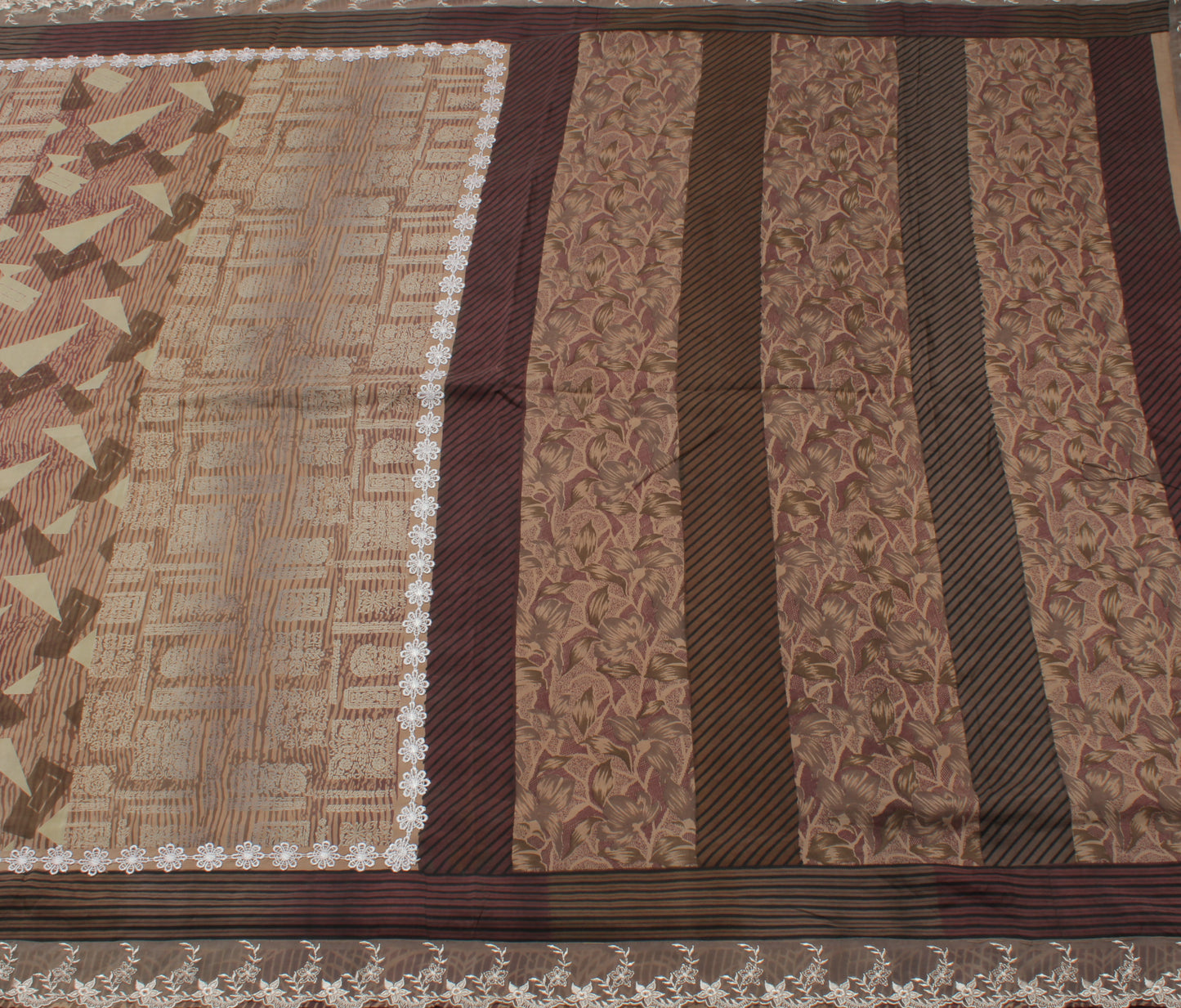 Sushila Vintage Indian Saree 100% Pure Silk Printed Floral Craft Sari Fabric