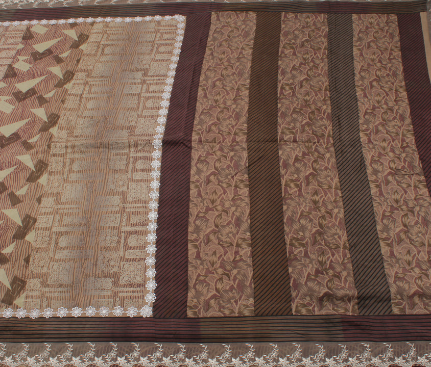Sushila Vintage Indian Saree 100% Pure Silk Printed Floral Craft Sari Fabric