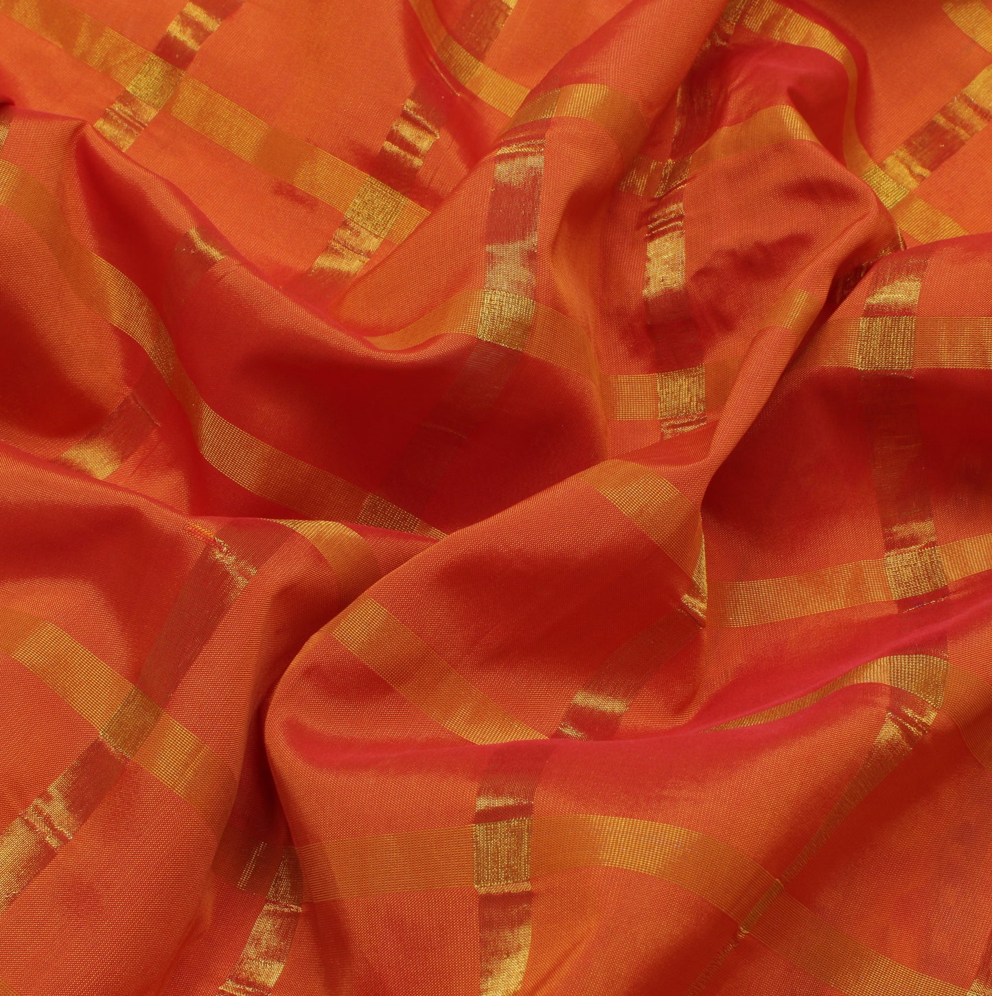 Sushila Vintage Rust  Saree Blend Silk All Over Woven Floral & Birds Sari Fabric