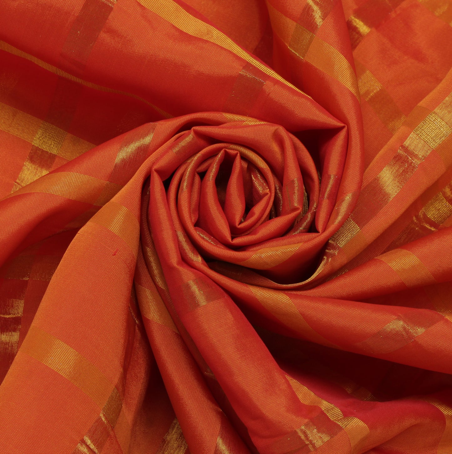 Sushila Vintage Rust  Saree Blend Silk All Over Woven Floral & Birds Sari Fabric