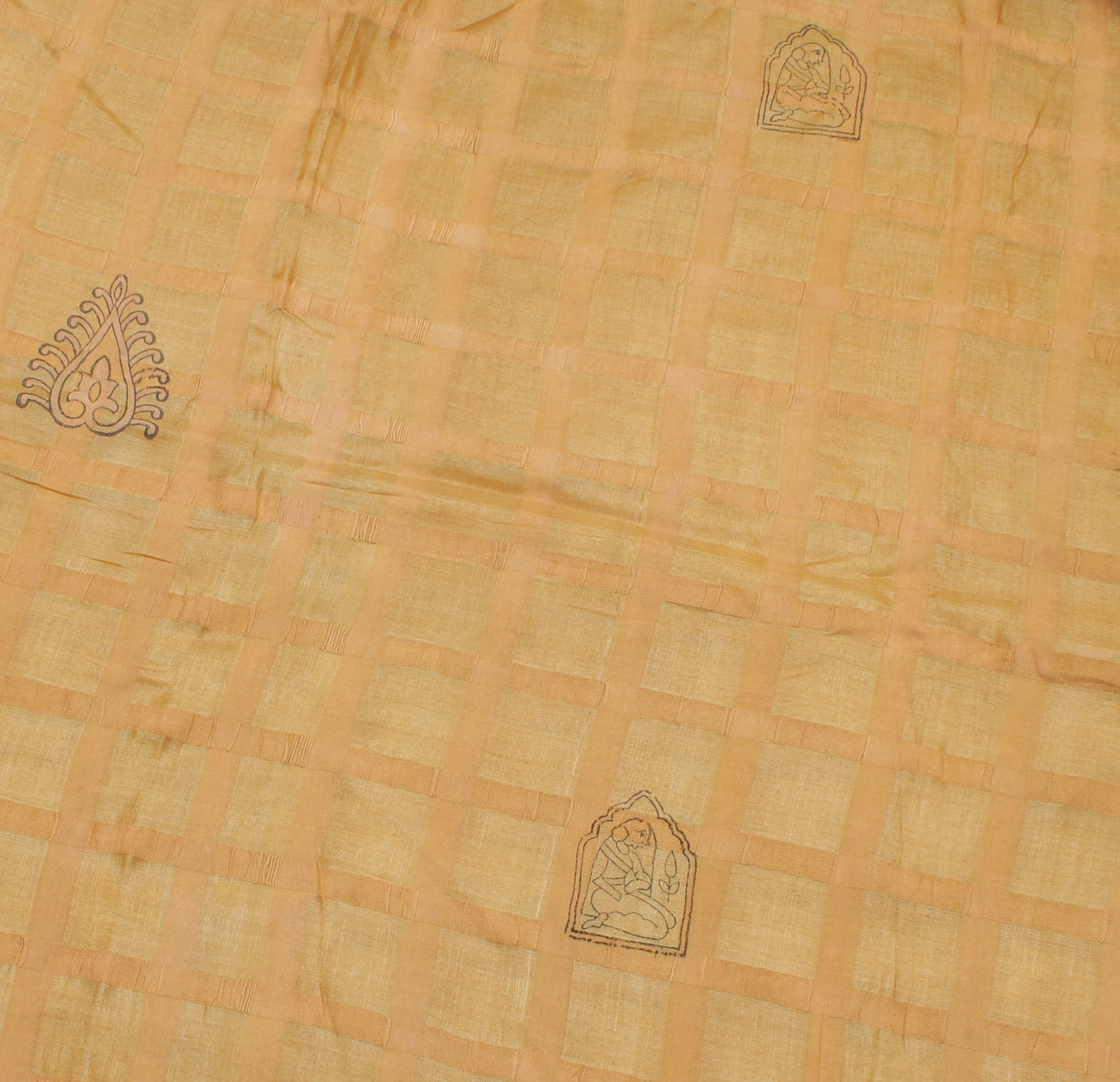 Sushila Vintage Brown Saree Pure Silk Printed & Woven Human Craft Sari Fabric